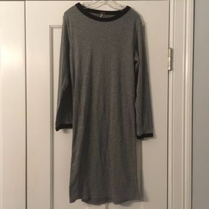 Tight Ribbed Grey Bodycon Ringer Neck TShirt Dress